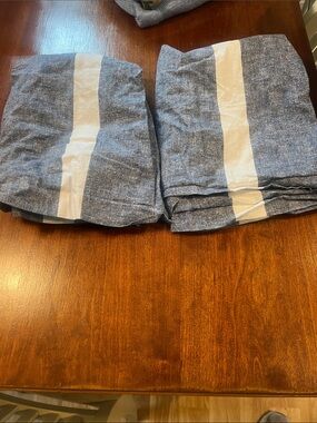 Blue & White Striped Linen-Look decorative pillow cases